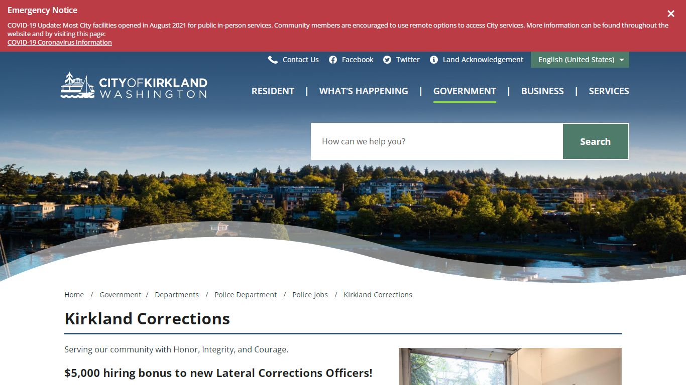 Kirkland Corrections – City of Kirkland - Kirkland, Washington